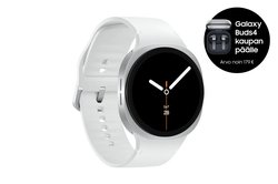 Samsung Galaxy Watch8 BT älykello, 40 mm, hopea + Galaxy Buds4 vastamelunappikuulokkeet, musta