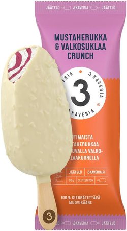 3 Kaveria Mustaherukka & Valkosuklaa Crunch jäätelöpuikko 110ml/80g