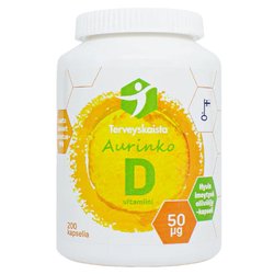 Terveyskaista Aurinko D 50 mikrog Oliiviöljy 200 kaps