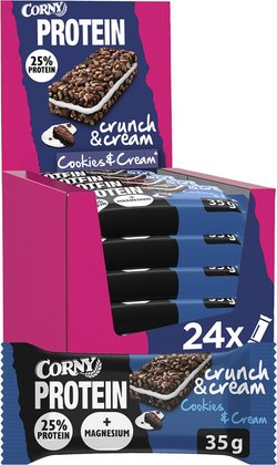 Corny Protein Crunch & Cream Cookies & Cream proteiinikerrospatukka, 24 x 35 g