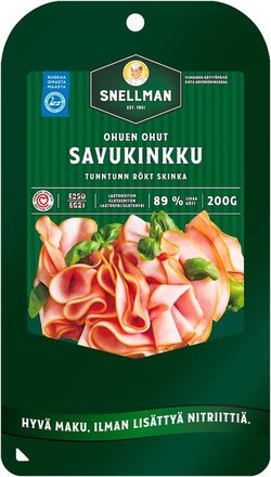 Snellman Ohuen ohut savukinkku 200 g ilman lisättyä nitriittiä