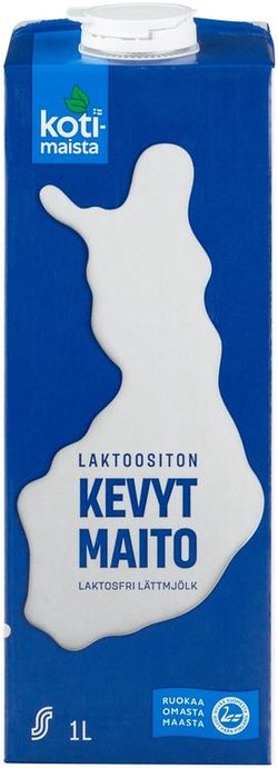 Kotimaista kevytmaito 1 l laktoositon UHT