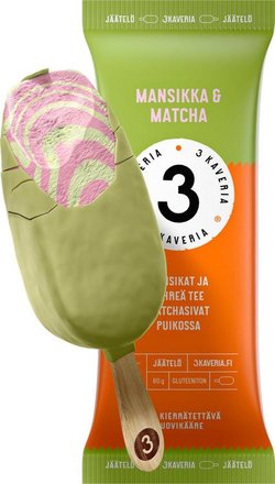 3 Kaveria Mansikka & Matcha jäätelöpuikko 110ml/80g
