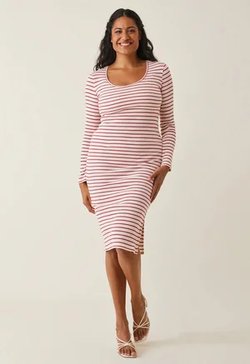 Boob Signe midi Mekko, Stripe White/Red