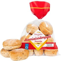 Leipomo Salonen Aamiaissämpylä monivilja 7/420g moniviljasämpylä, halkaistu