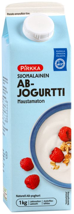 Pirkka maustamaton AB-jogurtti 1kg laktoositon