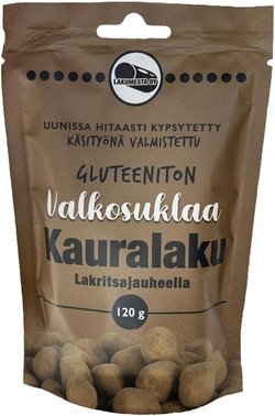 Lakumesta Oy Gluteeniton Kaura-valkosuklaalakritsi Lakritsijauheella