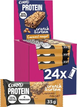 Corny Protein Crunch & Cream Caramel nougat 4proteiinipatukka, 24 x 35 g