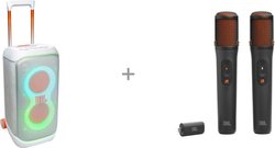JBL PartyBox Stage 320, valkoinen + JBL EasySing Mics bilekaiutinpaketti