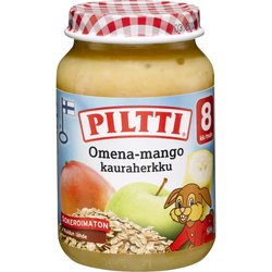 Hedelmäsose Piltti 190 g Omena-mango-kauraherkku 8 kk