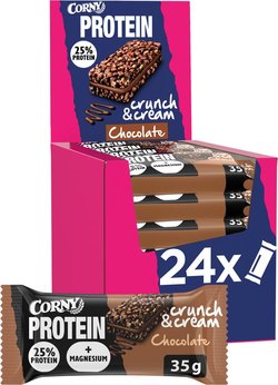 Corny Protein Crunch & Cream Chocolate proteiinipatukka, 24 x 35 g