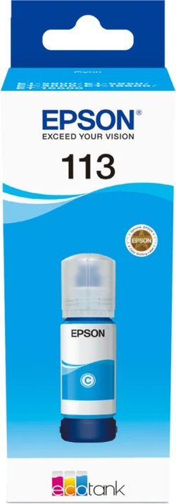 Epson 113 EcoTank -mustepullo, syaani
