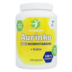Terveyskaista Aurinko 100% Monivitamiini + Koliini 100 tabl