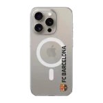 Phonecases3D iPhone 16 Pro FC Barcelona Clear case (MagSafe) -suojakuori, valkoinen