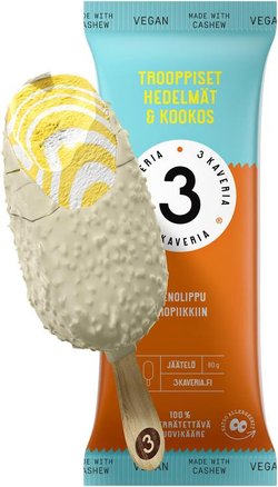 3 Kaveria Vegaaninen Trooppiset hedelmät & Kookos jäätelöpuikko 110ml/80g