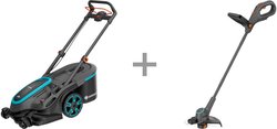 Gardena PowerMax Duo 46/36V P4A akkuruohonleikkuri + EasyTrim 25/18V P4A Solo ruohotrimmeri