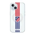 Phonecases3D iPhone 15 Atlético de Madrid Clear case (MagSafe) -suojakuori, valkoinen