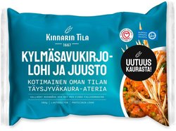 Kinnarin Tila 280g Kylmäsavukirjolohi ja mustaleimasulatejuusto täysjyväkaura-ateria