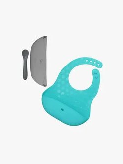 bblüv Ruokalaput Ja Lautaset \u0026 Lusikka, Aqua/Grey