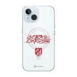 Phonecases3D iPhone 15 Atlético de Madrid Clear case (MagSafe) -suojakuori, valkoinen