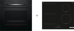Bosch HBA530BB0S Serie 2 erillisuuni, musta ja Bosch PVS611BB6E Serie 4 induktiotaso
