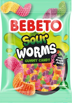 Bebeto Sour Worms makeispussi 80g