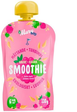 Muru Baby Tuhdimpi vadelma-omena-kaurasmoothie alkaen 6kk 110g lasten luomuvälipala