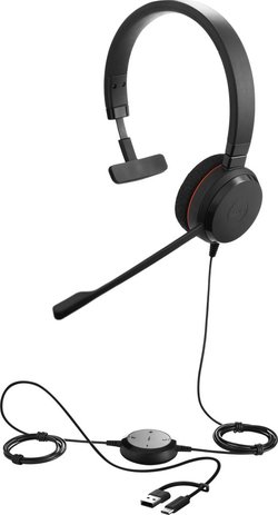 Jabra Evolve 20 kuulokemikrofoni, mono, UC, USB-C/USB-A