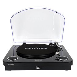 Aiwa LPS-25BK vinyylisoitin sisäänrakennetuilla kaiuttimilla, musta