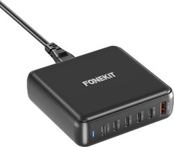 FoneKit GaN PD 200W -verkkovirtalaturi, USB-A + 5 x USB-C, musta